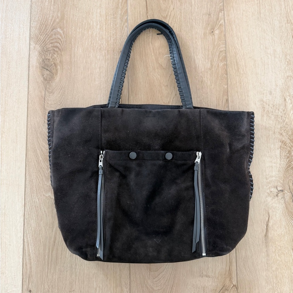 AllSaints Fleur De Lis Leather Tote Brown Bag. Used
